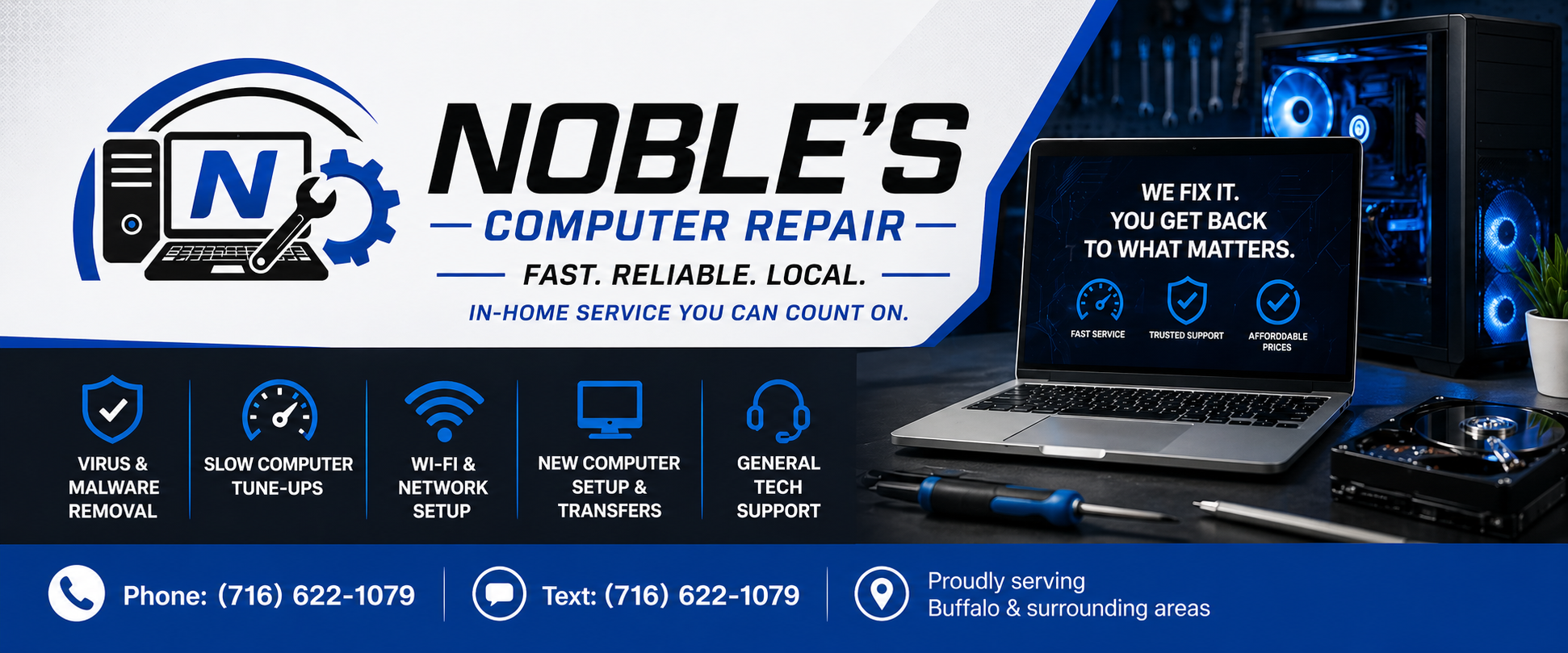 Noble's Computer Repair service banner